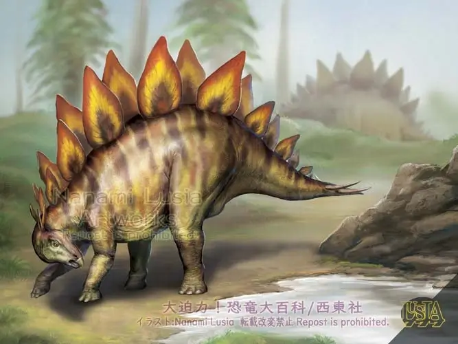 水辺にいるステゴザウルスのパレオアート / Paleoart of a Stegosaurus by the water's edge.