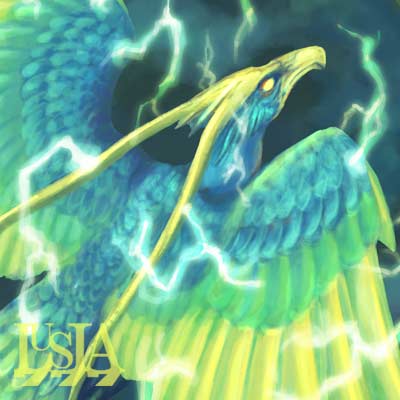 先住民が崇める神の鳥 サンダーバード 世界のモンスターイラスト 七海ルシアのおえかきサイト