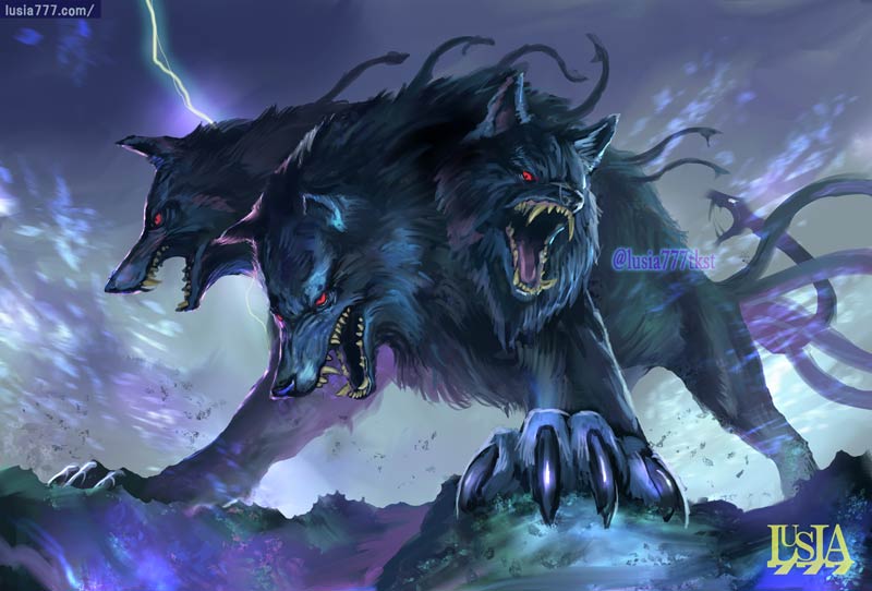 地獄の番犬 ケルベロス 世界のモンスターイラスト 七海ルシアのモンスターイラスト格納庫