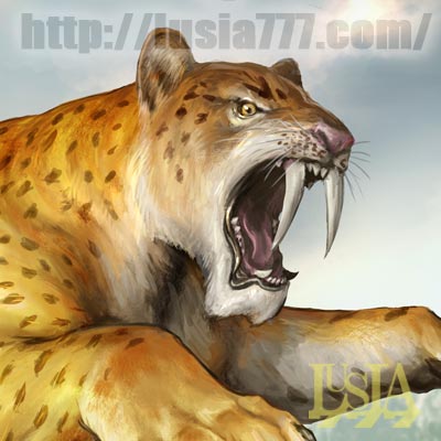 巨大な牙と鞘 ホプロフォネウス 絶滅した動物のイラスト 七海ルシアのモンスターイラスト格納庫