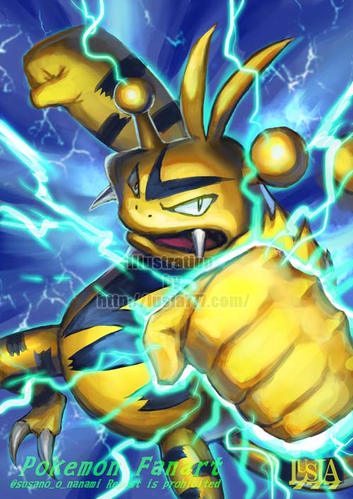 エレブー ポケモンイラスト ファンアート Electabuzz 01 七海ルシアのモンスターイラスト格納庫