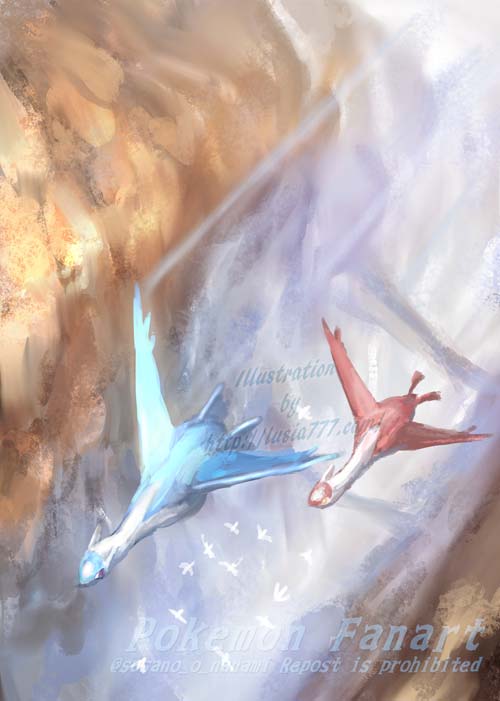 ラティオス ラティアス ポケモンイラスト ファンアート Latios Latias 01 七海ルシアのモンスターイラスト格納庫