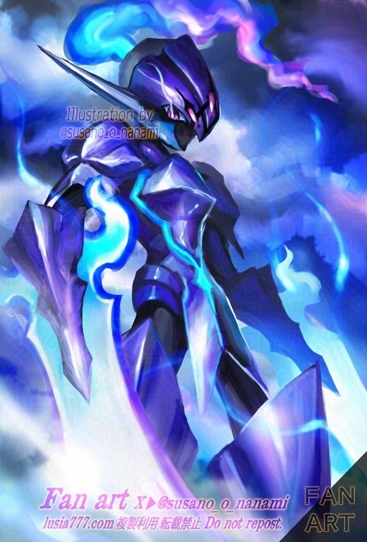 第九世代のポケモン、ソウブレイズのイラスト。 / Pokémon, Ceruledge fan art. Facing right. Eyes looking this way.