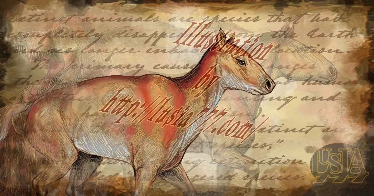 絶滅した生き物、トアテリウム。サムネイルイラスト。/ Paleoart of Thoatherium. An extinct animal species that evolved hooves.