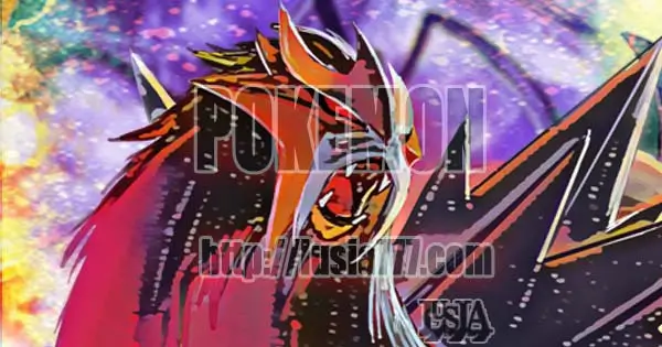 咆哮するシャドウエンテイのイラスト。 / Fan art depicting Entei roaring. A shadow version with dark effects applied.