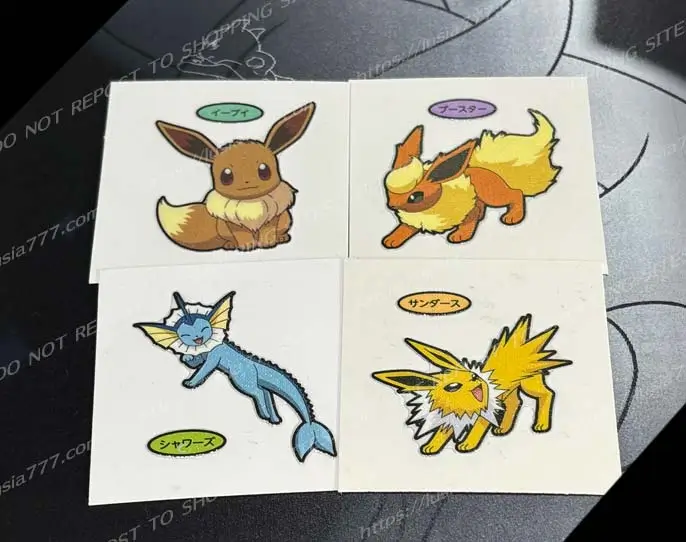 ポケモンパン、2026年春のデコキャラシールより、イーブイたち。 / Stickers from the Pokémon bread promotion. Stickers featuring Eevee and friends.